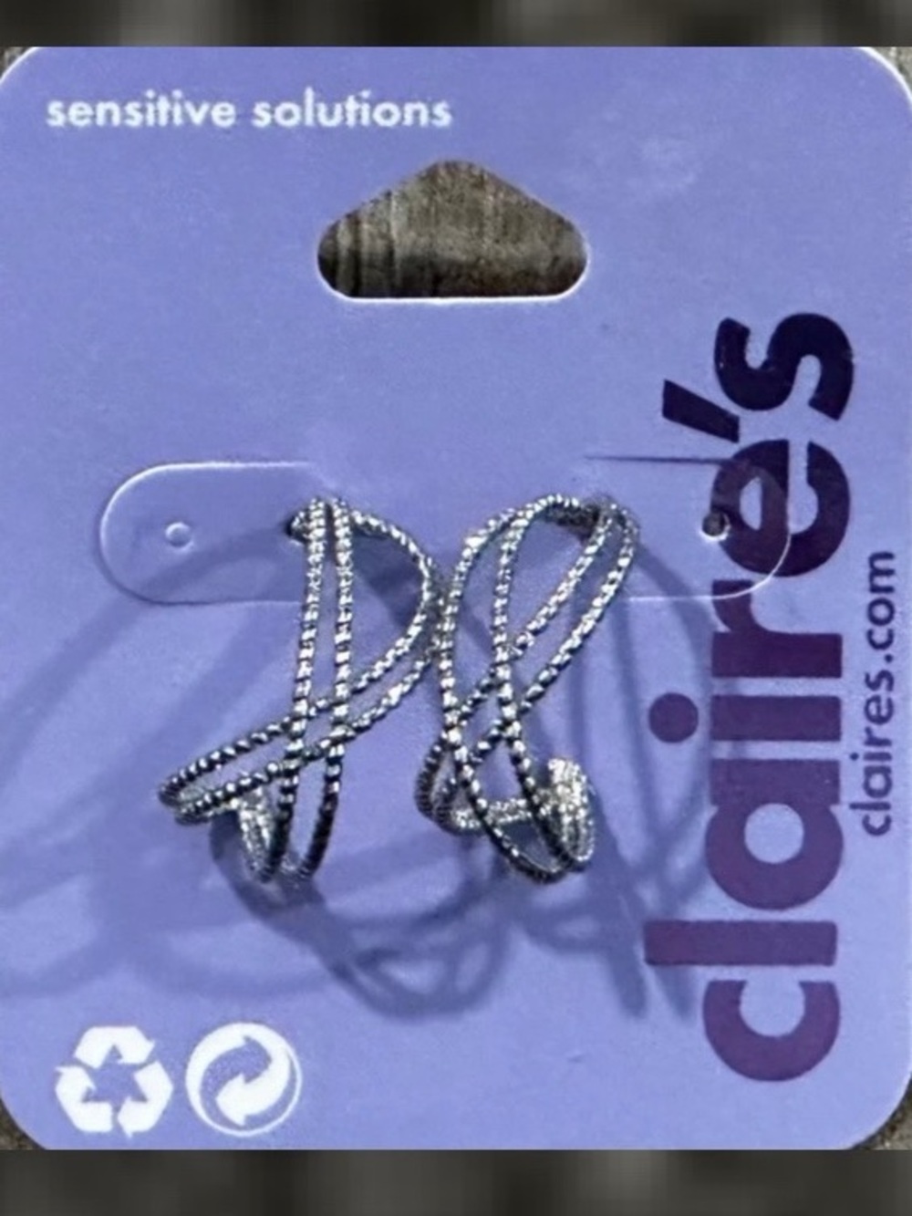 💞 New Small Silver-tone Textured Hoop Earrings